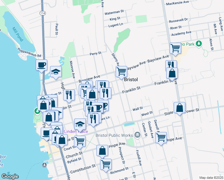 map of restaurants, bars, coffee shops, grocery stores, and more near 9 Reid Street in Bristol