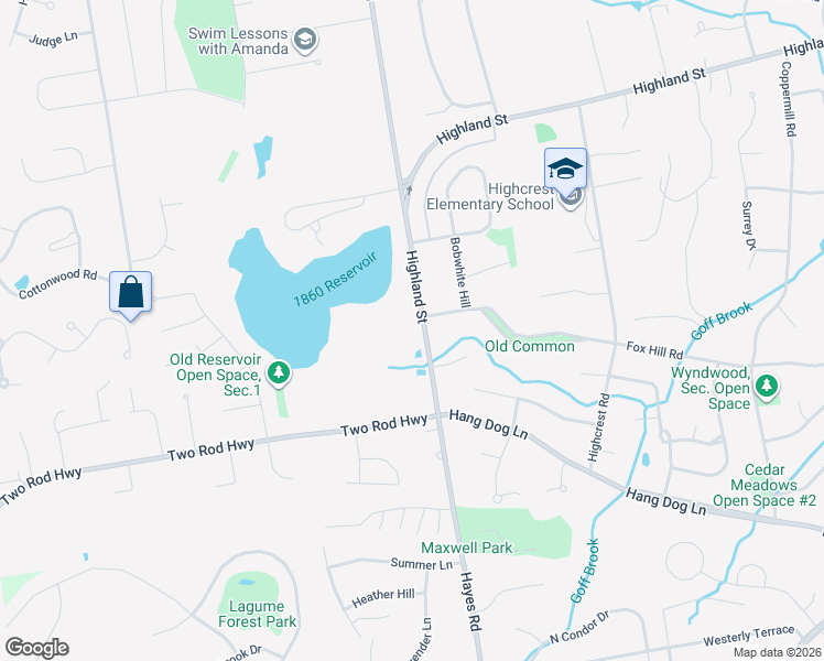 map of restaurants, bars, coffee shops, grocery stores, and more near 541 Highland Street in Wethersfield