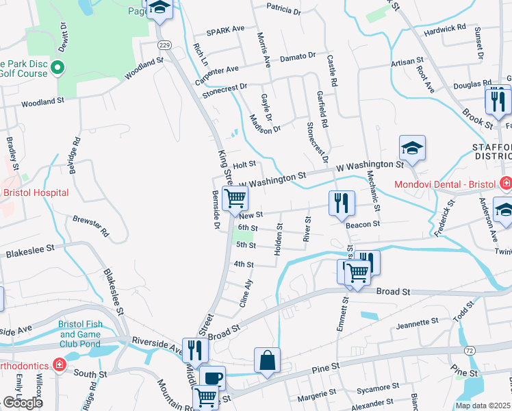 map of restaurants, bars, coffee shops, grocery stores, and more near 124 New Street in Bristol