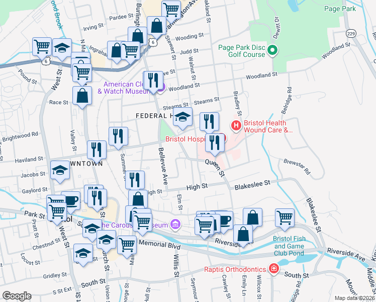 map of restaurants, bars, coffee shops, grocery stores, and more near 85 Beleden Gardens Drive in Bristol