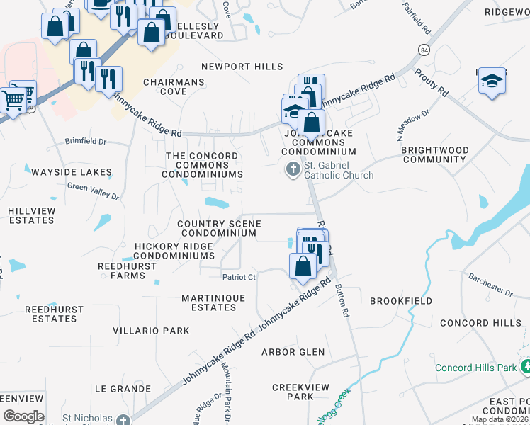 map of restaurants, bars, coffee shops, grocery stores, and more near 9879 Country Scene Lane in Mentor