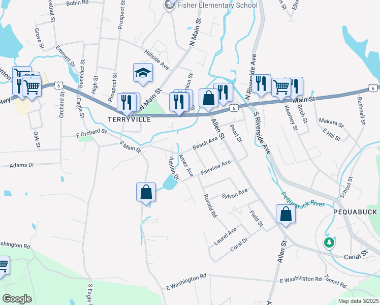 map of restaurants, bars, coffee shops, grocery stores, and more near 37 Beach Avenue in Plymouth