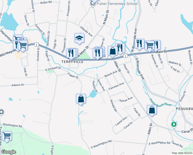 map of restaurants, bars, coffee shops, grocery stores, and more near 37 Beach Avenue in Plymouth