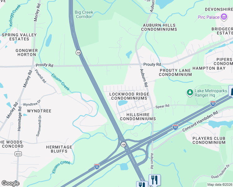 map of restaurants, bars, coffee shops, grocery stores, and more near 10882 Pepper Court in Painesville