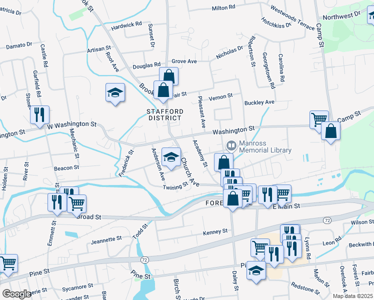 map of restaurants, bars, coffee shops, grocery stores, and more near 156 Church Avenue in Bristol