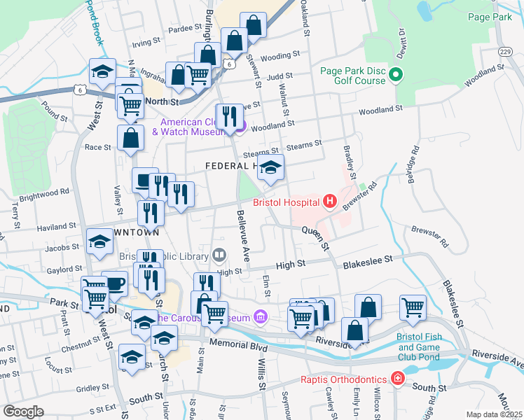 map of restaurants, bars, coffee shops, grocery stores, and more near 85 Beleden Gardens Drive in Bristol