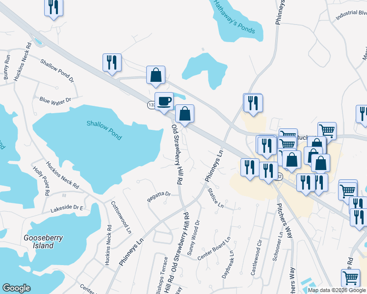 map of restaurants, bars, coffee shops, grocery stores, and more near 10 Newspaper Drive in Barnstable