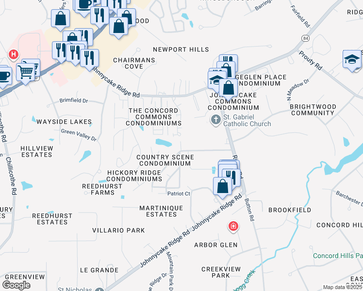 map of restaurants, bars, coffee shops, grocery stores, and more near 9847 Country Scene Lane in Mentor