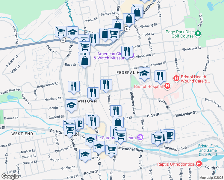 map of restaurants, bars, coffee shops, grocery stores, and more near 98 Summer Street in Bristol