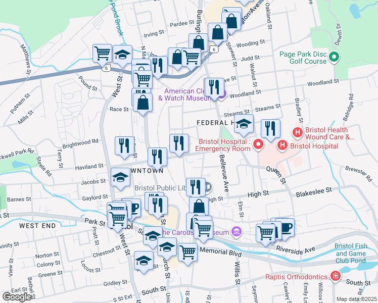 map of restaurants, bars, coffee shops, grocery stores, and more near 98 Summer Street in Bristol