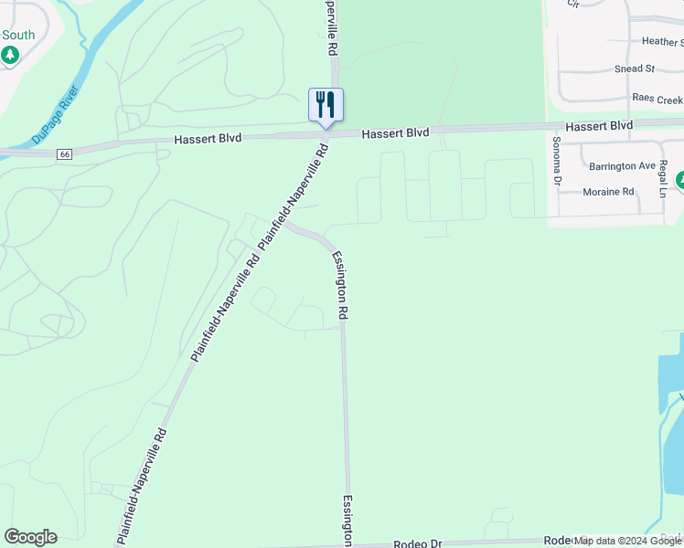 map of restaurants, bars, coffee shops, grocery stores, and more near 11300 Essington Road in Bolingbrook