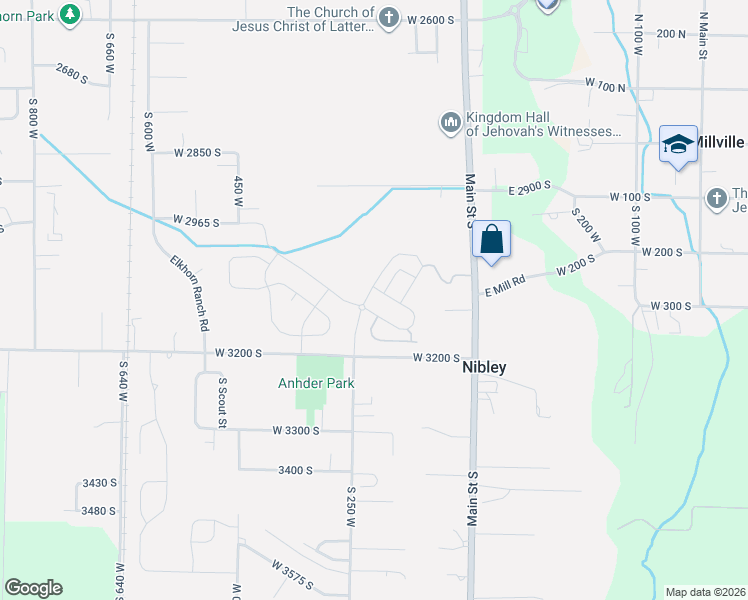 map of restaurants, bars, coffee shops, grocery stores, and more near 3141 South 225 West in Nibley