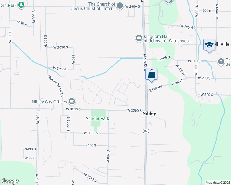 map of restaurants, bars, coffee shops, grocery stores, and more near 3137 South 225 West in Nibley
