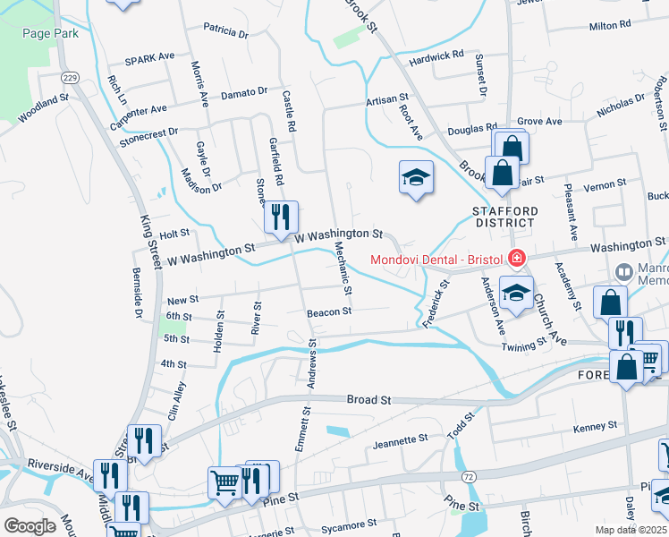 map of restaurants, bars, coffee shops, grocery stores, and more near 36 East New Street in Bristol