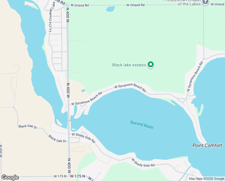 map of restaurants, bars, coffee shops, grocery stores, and more near 3785 West Sycamore Beach Road in Angola