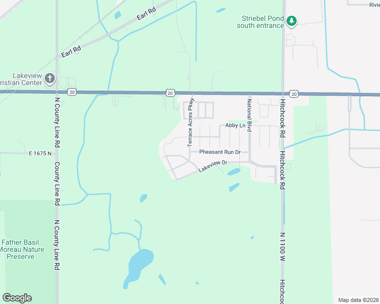 map of restaurants, bars, coffee shops, grocery stores, and more near Pheasant Run Drive in Michigan City