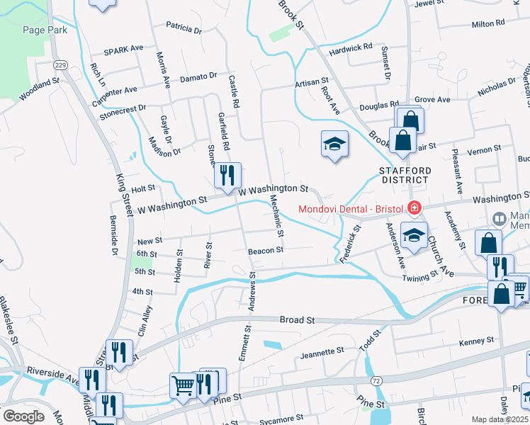 map of restaurants, bars, coffee shops, grocery stores, and more near 75 Mechanic Street in Bristol