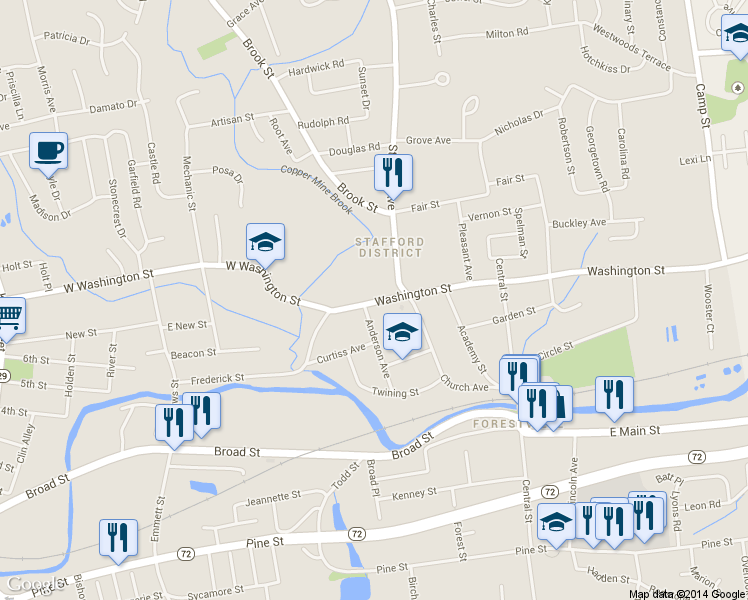 map of restaurants, bars, coffee shops, grocery stores, and more near 57 Washington Street in Bristol