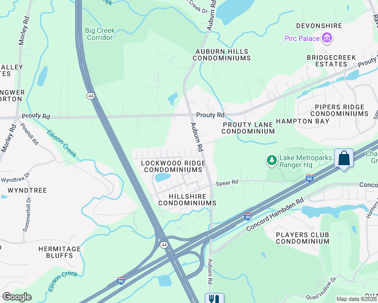 map of restaurants, bars, coffee shops, grocery stores, and more near 7149 North Downing Place in Painesville