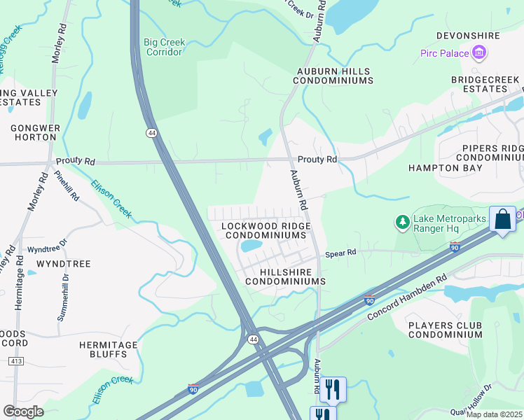map of restaurants, bars, coffee shops, grocery stores, and more near 7147 North Jester Place in Painesville