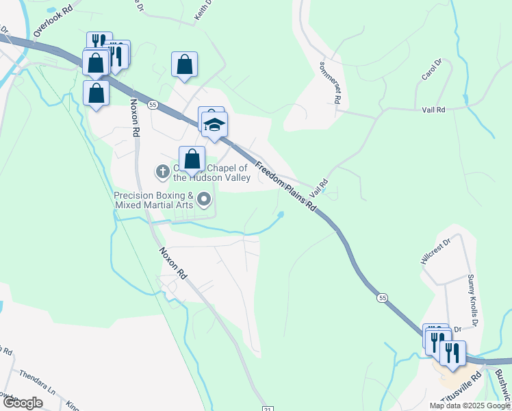 map of restaurants, bars, coffee shops, grocery stores, and more near 27 Meier Road in Poughkeepsie