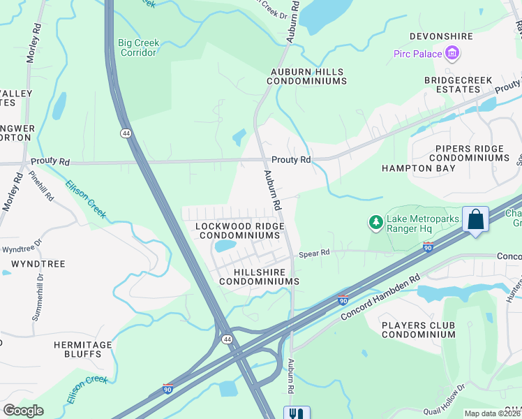 map of restaurants, bars, coffee shops, grocery stores, and more near 7149 North Downing Place in Painesville