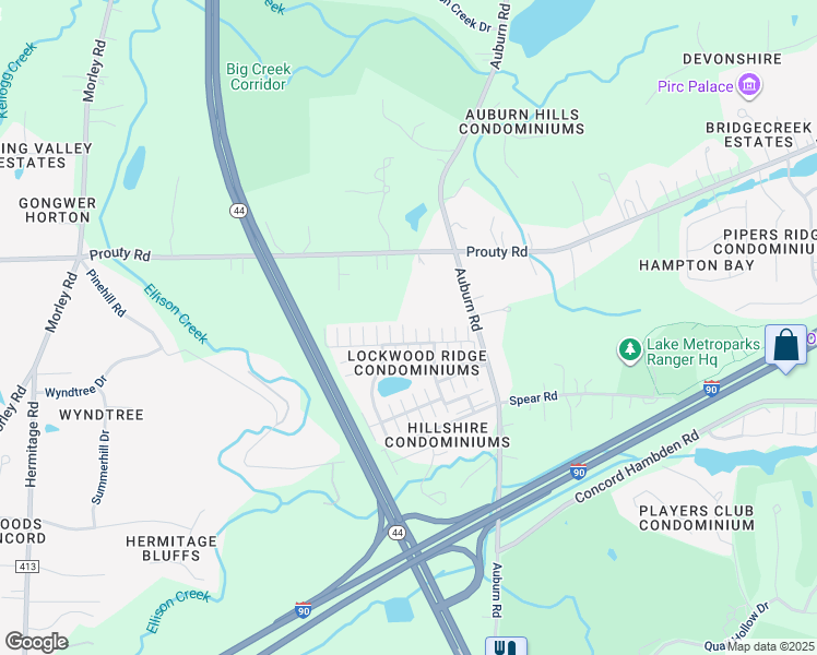 map of restaurants, bars, coffee shops, grocery stores, and more near 7147 North Jester Place in Painesville