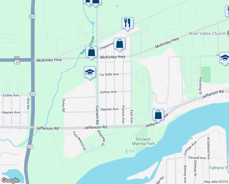 map of restaurants, bars, coffee shops, grocery stores, and more near 56251 Hoosier Avenue in Mishawaka