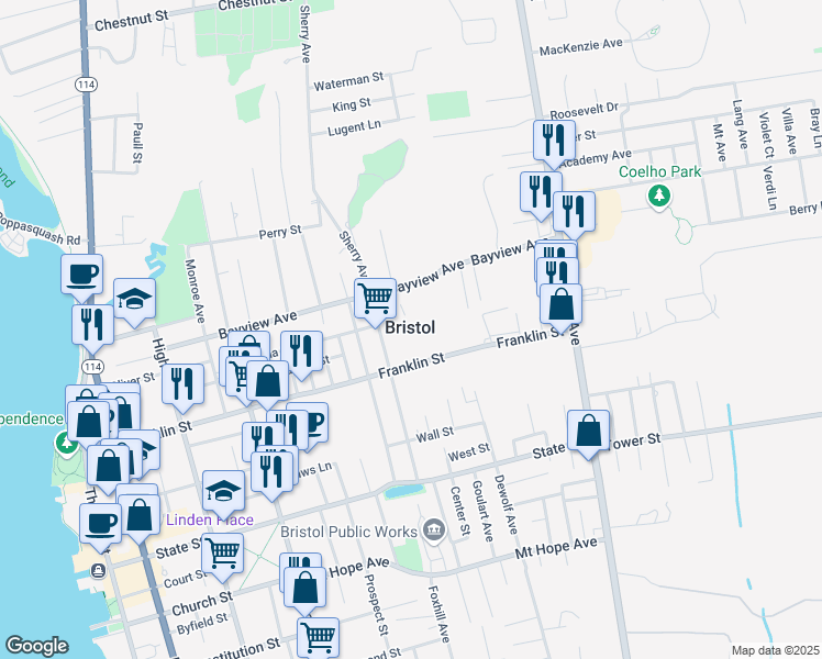 map of restaurants, bars, coffee shops, grocery stores, and more near in Bristol