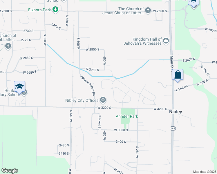 map of restaurants, bars, coffee shops, grocery stores, and more near 409 West 3085 South in Nibley