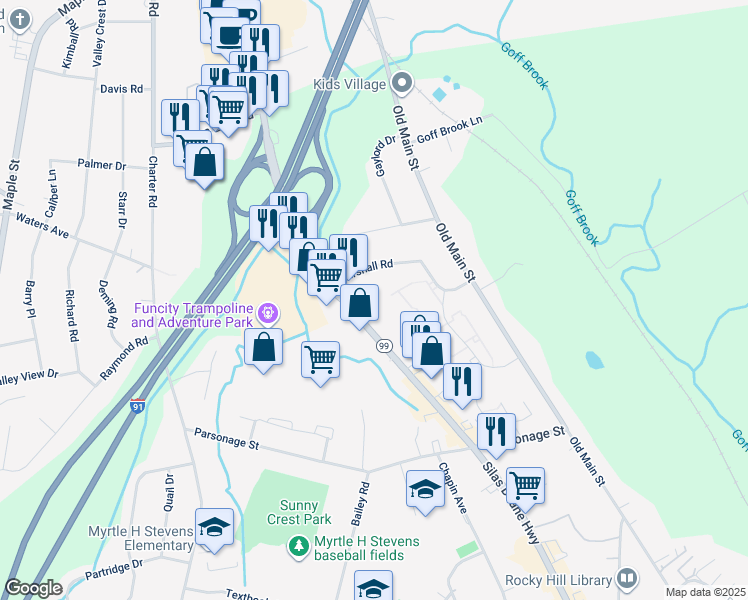 map of restaurants, bars, coffee shops, grocery stores, and more near 1800 Silas Deane Highway in Rocky Hill