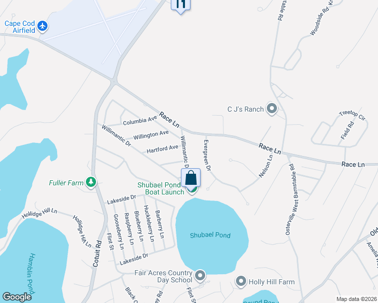 map of restaurants, bars, coffee shops, grocery stores, and more near 38 Willimantic Drive in Barnstable
