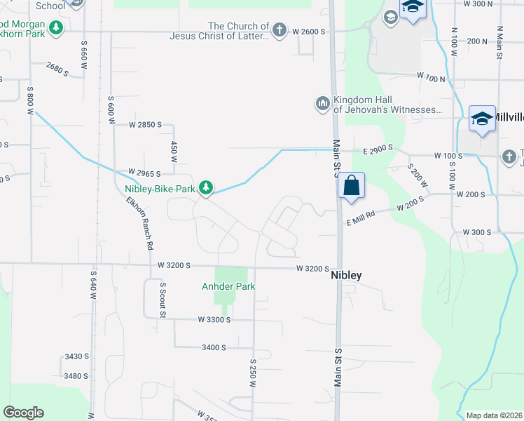 map of restaurants, bars, coffee shops, grocery stores, and more near 34-198 West 2900 South in Nibley