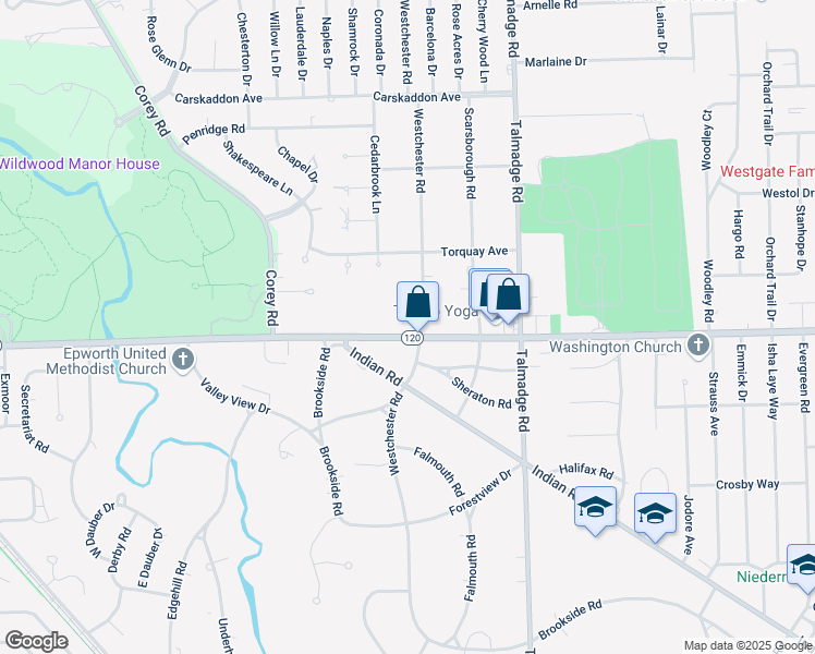 map of restaurants, bars, coffee shops, grocery stores, and more near 4506 Central Avenue in Toledo