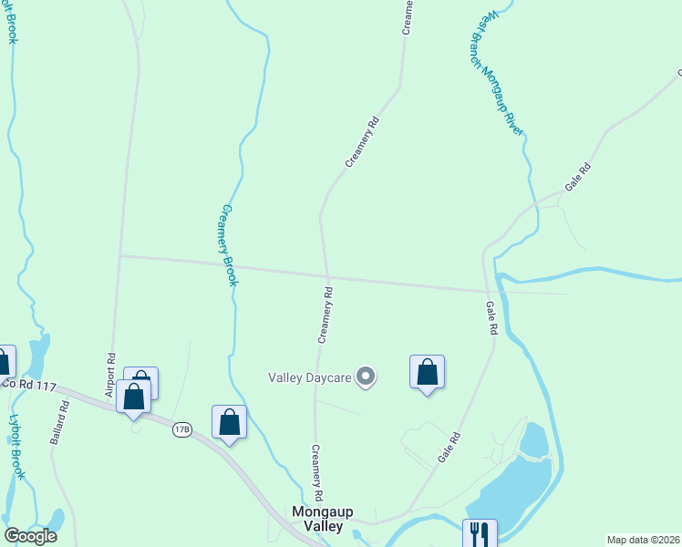 map of restaurants, bars, coffee shops, grocery stores, and more near 697 Creamery Road in Mongaup Valley