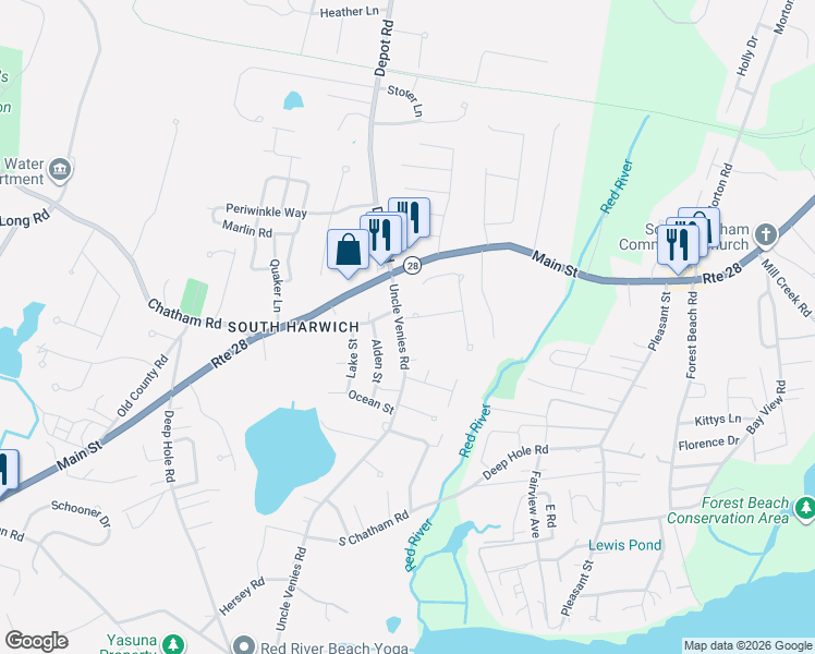 map of restaurants, bars, coffee shops, grocery stores, and more near 1 Sea Pine Knoll in Harwich