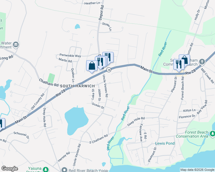 map of restaurants, bars, coffee shops, grocery stores, and more near 1 Sea Pine Knoll in Harwich