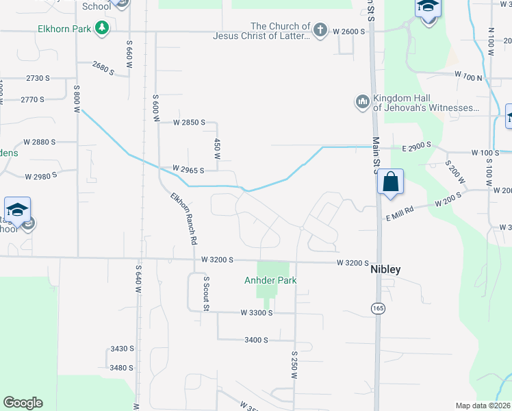 map of restaurants, bars, coffee shops, grocery stores, and more near 430 West 2965 South in Nibley