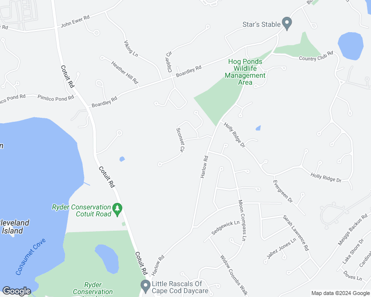 map of restaurants, bars, coffee shops, grocery stores, and more near 29 Sconset Circle in Sandwich