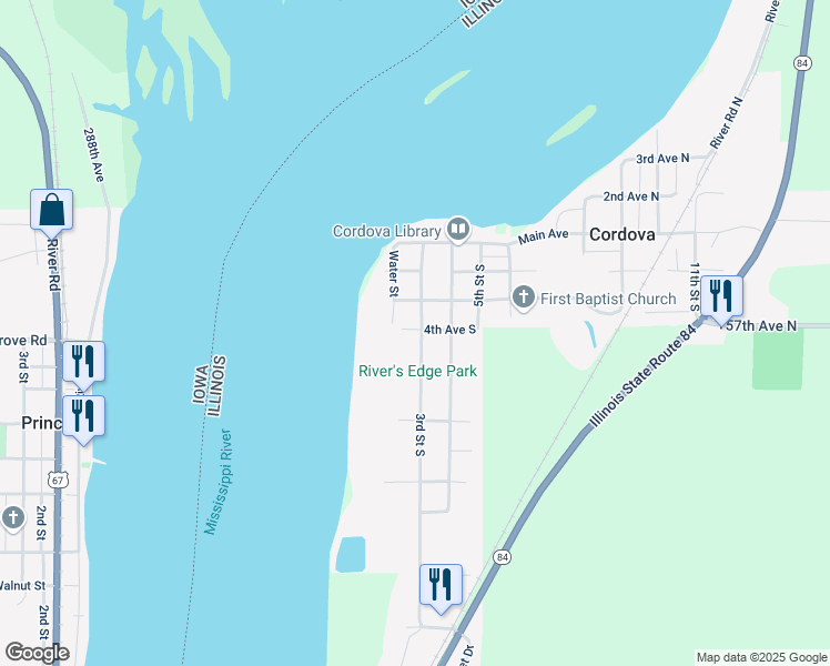 map of restaurants, bars, coffee shops, grocery stores, and more near 400 3rd Street South in Cordova
