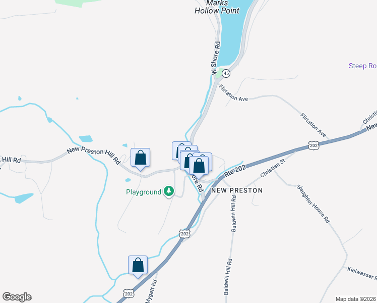 map of restaurants, bars, coffee shops, grocery stores, and more near 25 East Shore Road in Washington