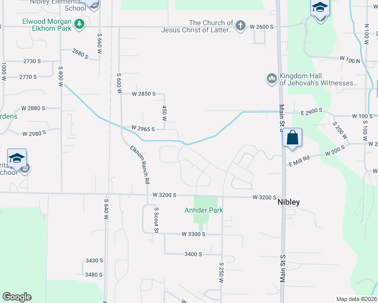 map of restaurants, bars, coffee shops, grocery stores, and more near 430 West 2965 South in Nibley