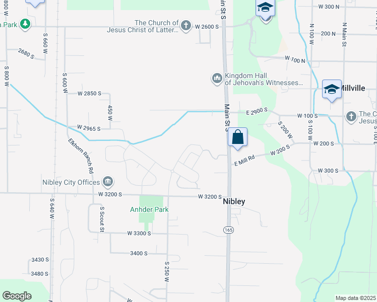 map of restaurants, bars, coffee shops, grocery stores, and more near 3085 South 225 West in Nibley