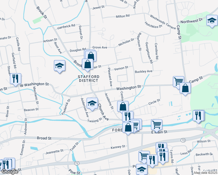 map of restaurants, bars, coffee shops, grocery stores, and more near 177 Washington Street in Bristol