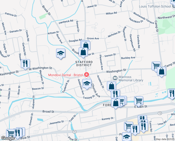 map of restaurants, bars, coffee shops, grocery stores, and more near 18 Stafford Avenue in Bristol