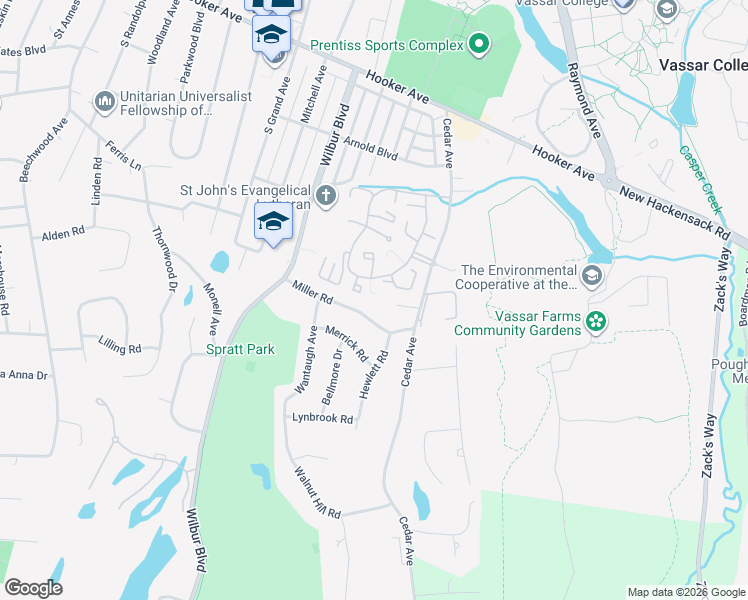 map of restaurants, bars, coffee shops, grocery stores, and more near 2101 Aspen Terrace in Poughkeepsie