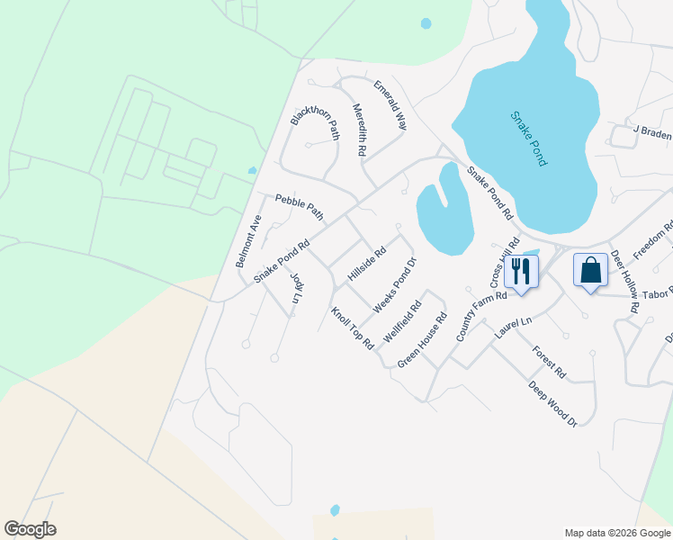 map of restaurants, bars, coffee shops, grocery stores, and more near 2 Spruce Tree Ln in Sandwich