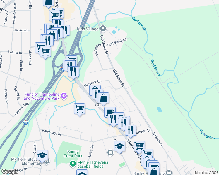 map of restaurants, bars, coffee shops, grocery stores, and more near 41 Marshall Road in Rocky Hill