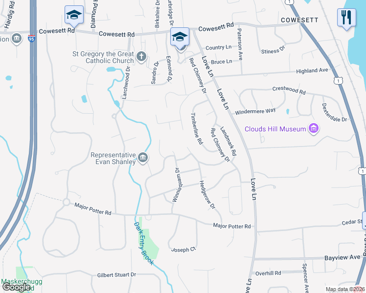 map of restaurants, bars, coffee shops, grocery stores, and more near 161 South Cobble Hill Road in Warwick