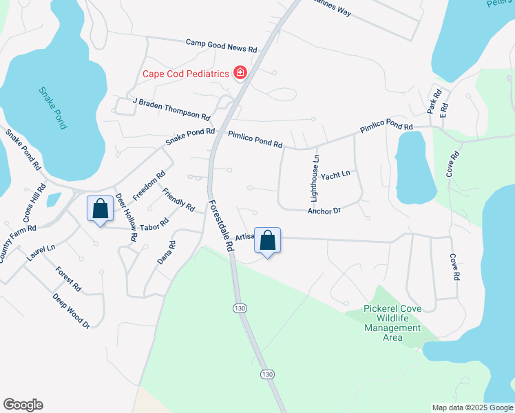 map of restaurants, bars, coffee shops, grocery stores, and more near 5 Andrea Way in Sandwich